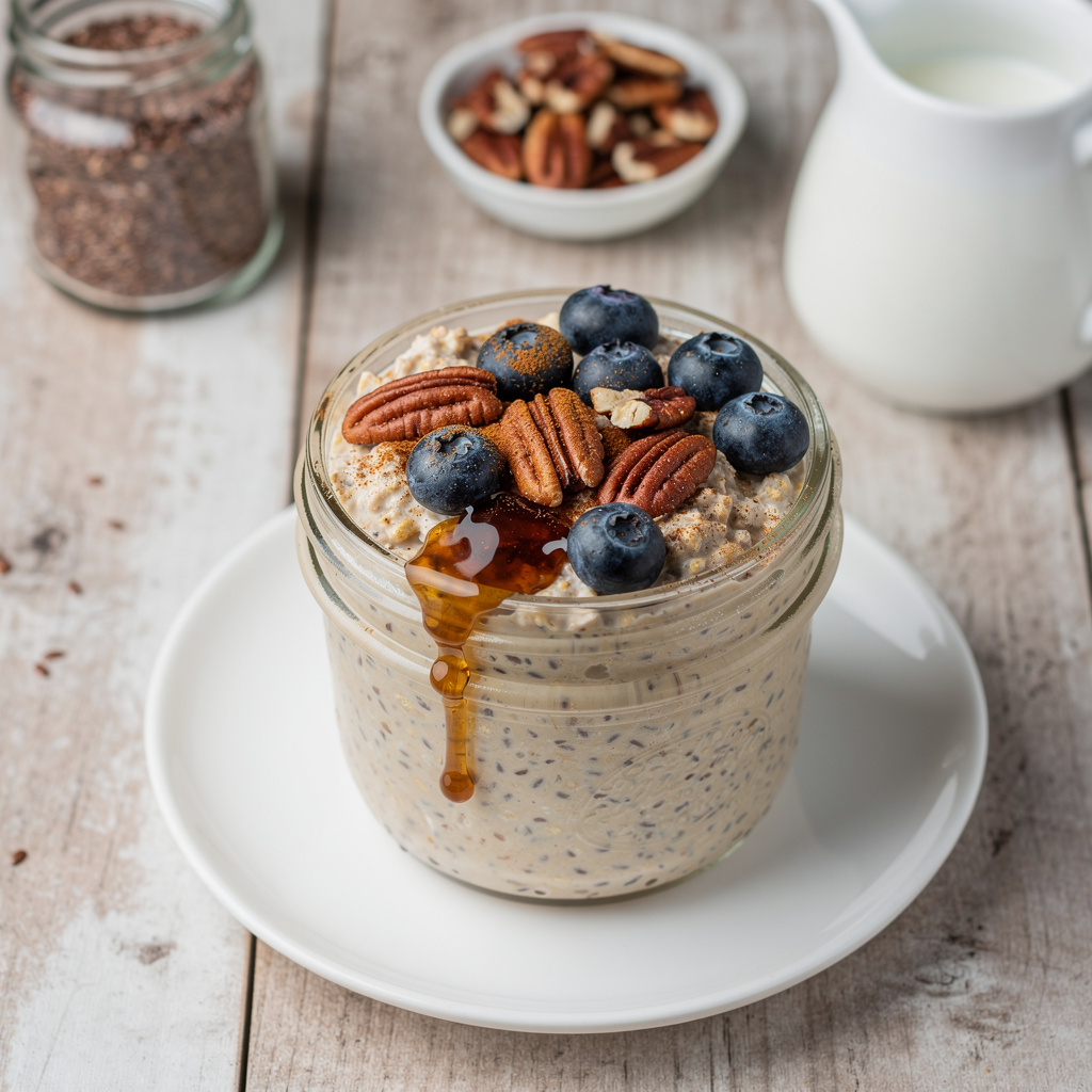 Flaxseed Blueberry Overnight Oats