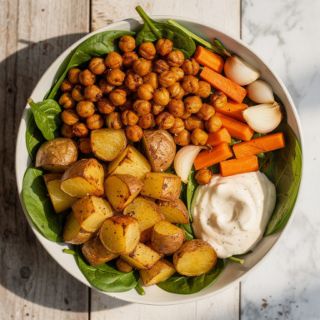 Roasted Vegetable Salad with Crispy Chickpeas