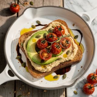 Roasted Tomato & Hummus Toast with Balsamic
