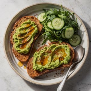 Hot Honey Avocado Toast with Side Salad