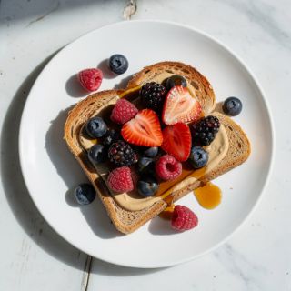 Maple Tahini Toast with Berries